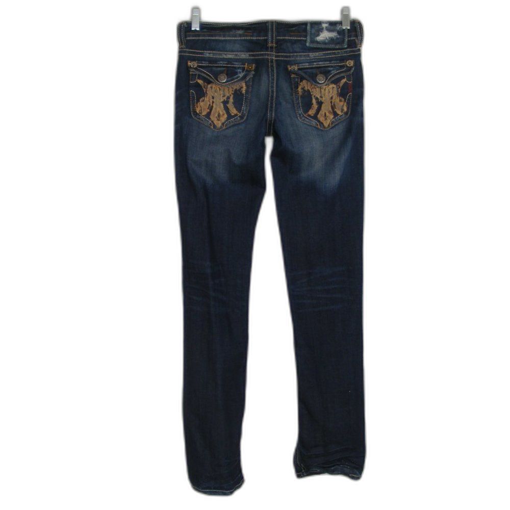 MEK Jeans, 28 Tall, Santiago Straight, Pockets/Flaps, Factory distressed cuffs